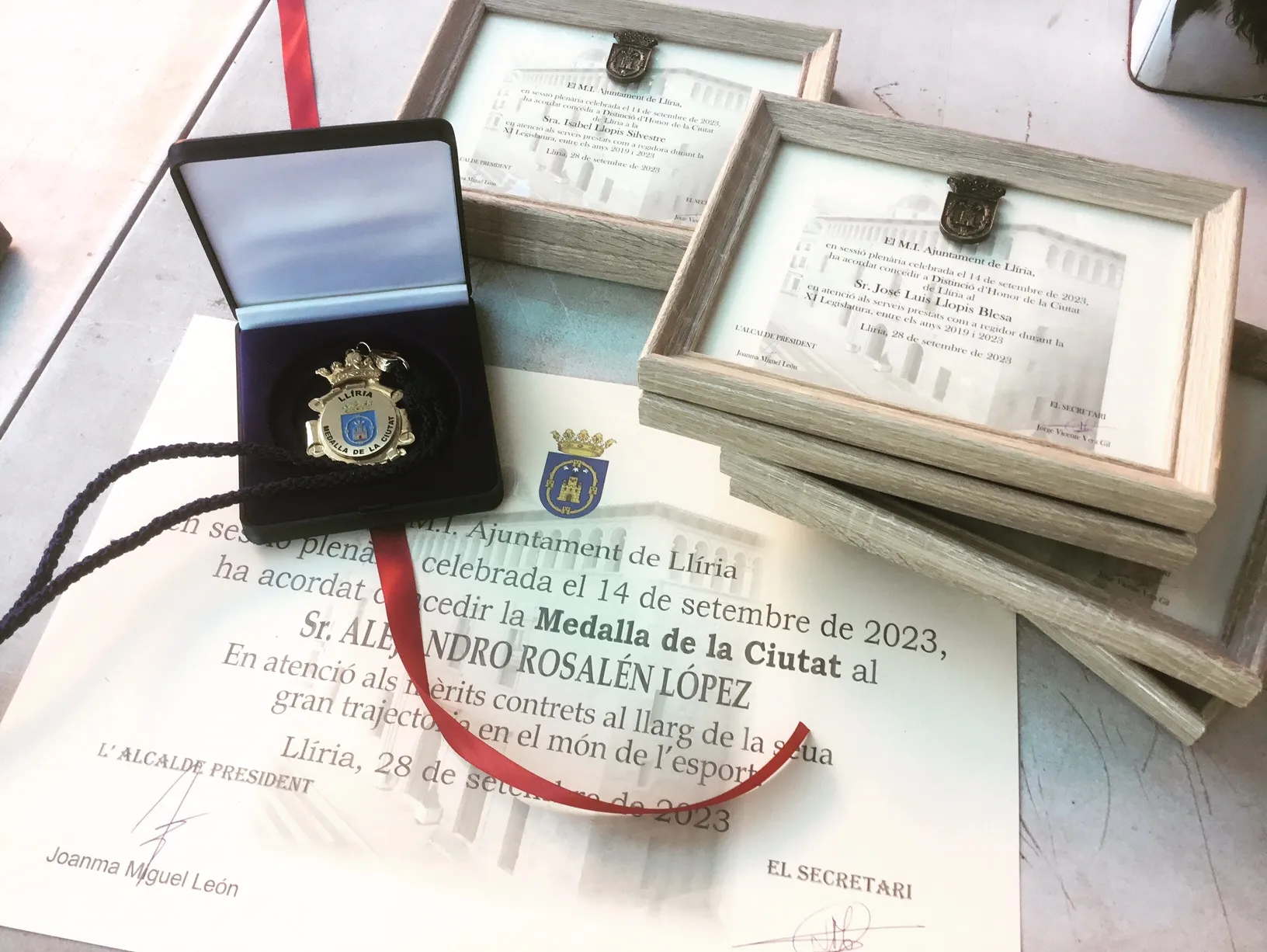 medalla, diploma,cuadro recordatorio